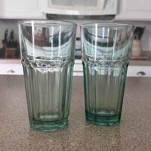 Pair of Vintage Libbey DuraTuff Gibraltar Spanish Green Pint Glasses